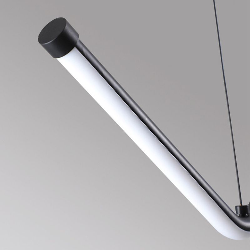 Nordic Aluminum Island Light Linear LED Island Pendant for Dining Room