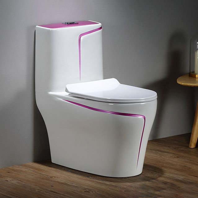 Floor Mount Flush Toilet Skirted Traditional One-Piece Toilet with Slow Close Seat