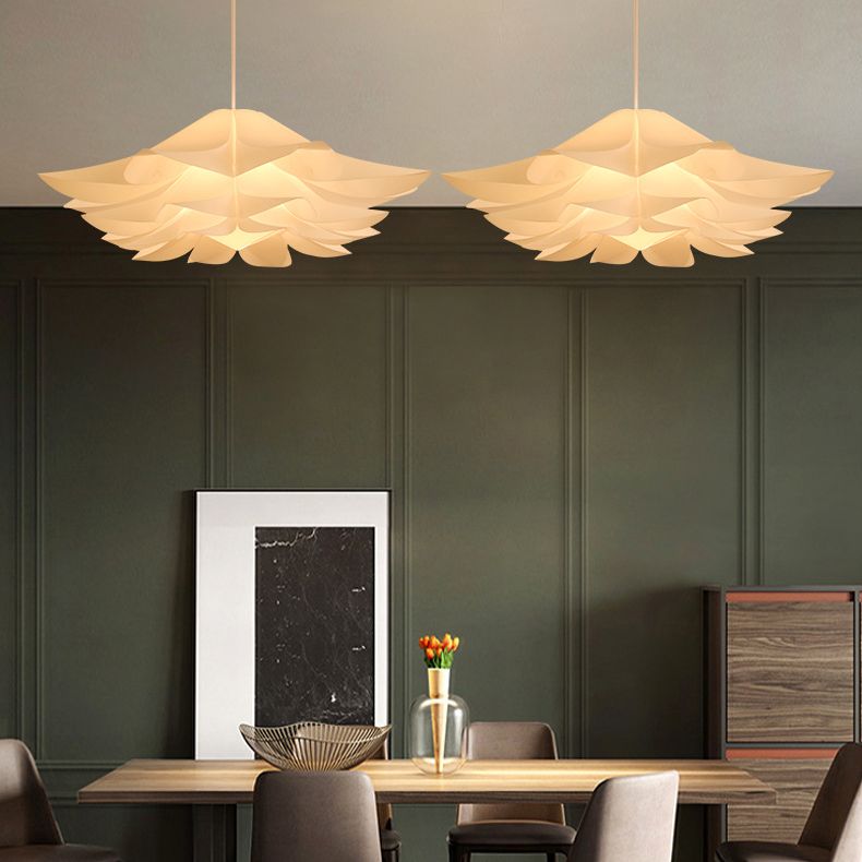 Flower Pendant Ceiling Light Contemporary Style Acrylic White Hanging Pendant Light