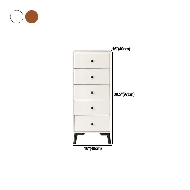Modern Wooden Lingerie Chest Bedside Vertical Storage Chest in White and Brown