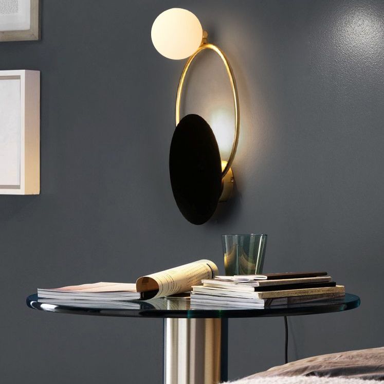 Lámpara de pared circular de hierro de pared de pared de 2 luces de lujo de lujo para espacios interiores