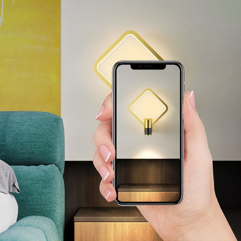 Light Luxury Metal Wall Light Geometry LED Wall Lamp with Silica Gel Shade for Bedroom