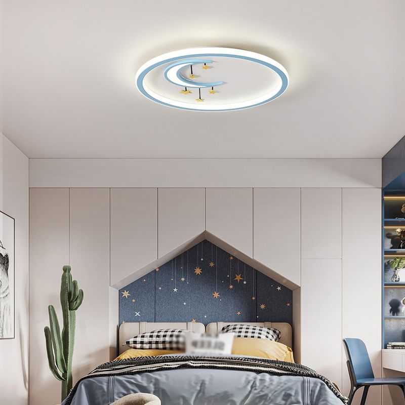 Plafonnier affleurant à abat-jour unique en métal, style enfant, luminaire multi-lumières