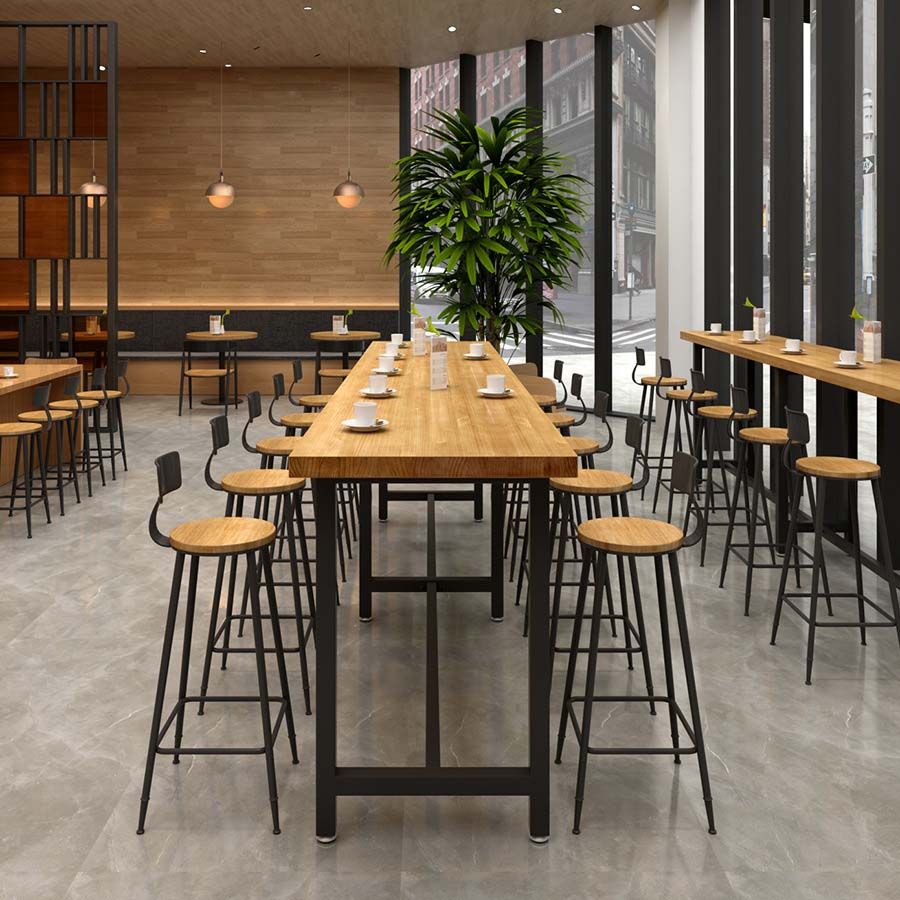 Contemporary Bar Stool Backrest Barstool with Black Metal Legs