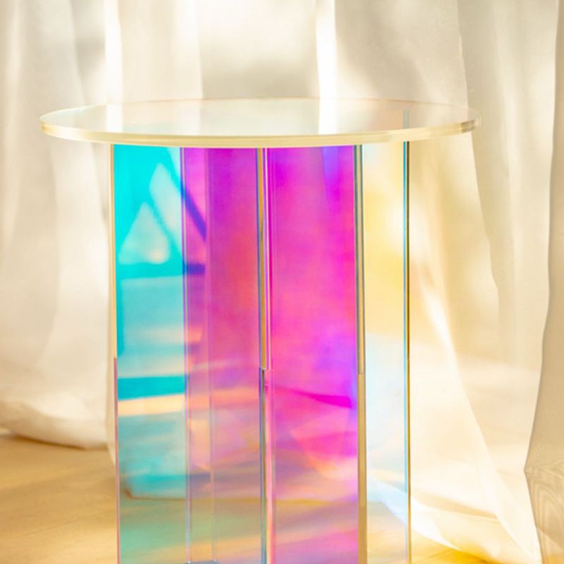 Multi-Color Accent Side Table Round Shape Plastic Table for Bedroom