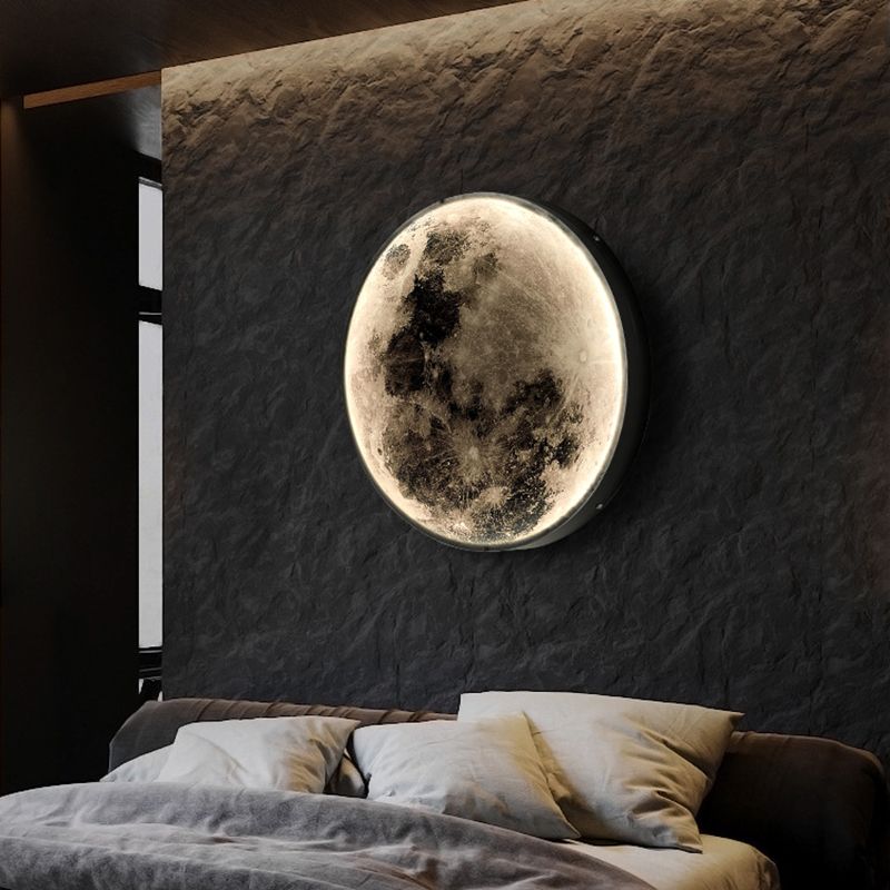 LED Modern Metal Wall Sconce Circle Shape Wall Light with Acrylic Shade for Bedroom
