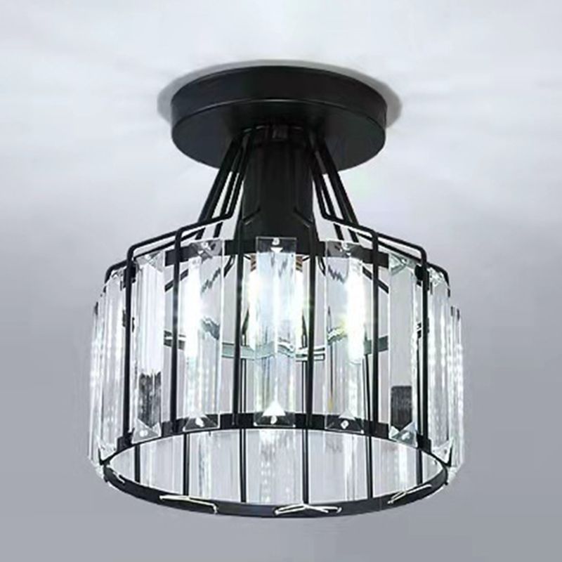Crystal Cylinder Semi Mount Lighting Simplicity 1 Light Semi Flush Mount