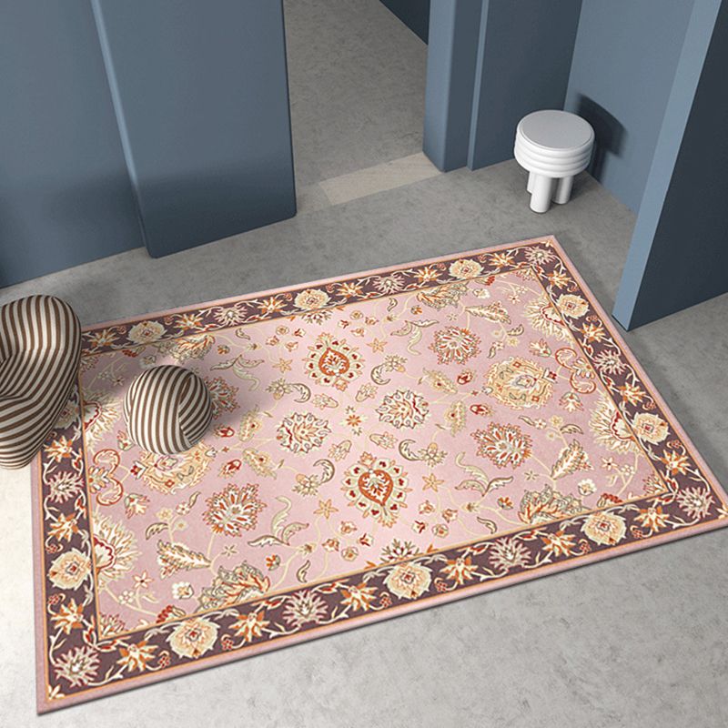 Wine Red 3D Printing Rug Polyester Modern Area Rug Stain Resistant Rug for Living Room