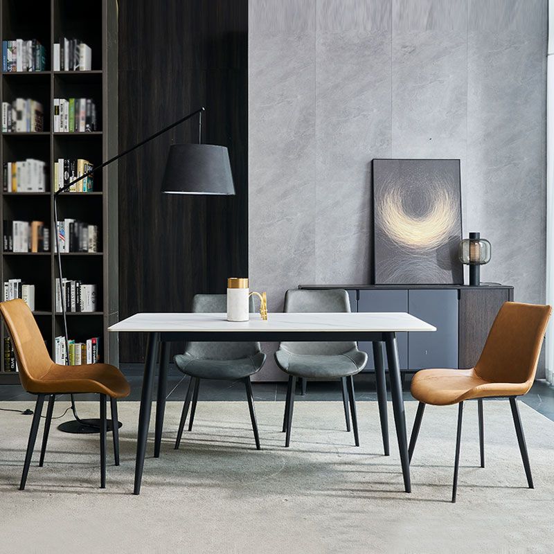 Metal Modern Rectangle Table Sintered Stone Table for Kitchen and Dining Room