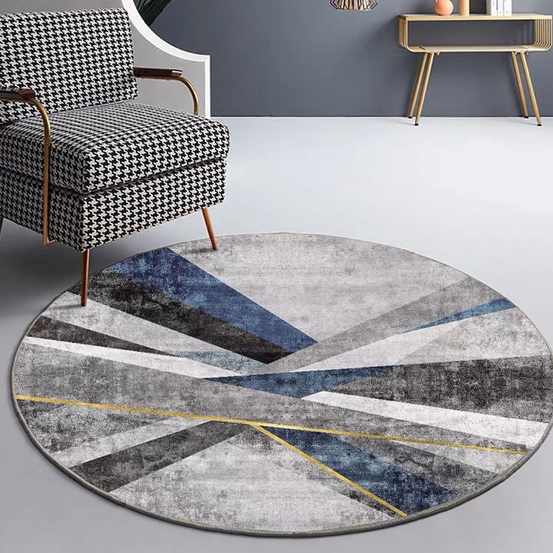 Grey Modern Area Rug Blending Graphic Rug Non-Slip Backing Rug Living Room