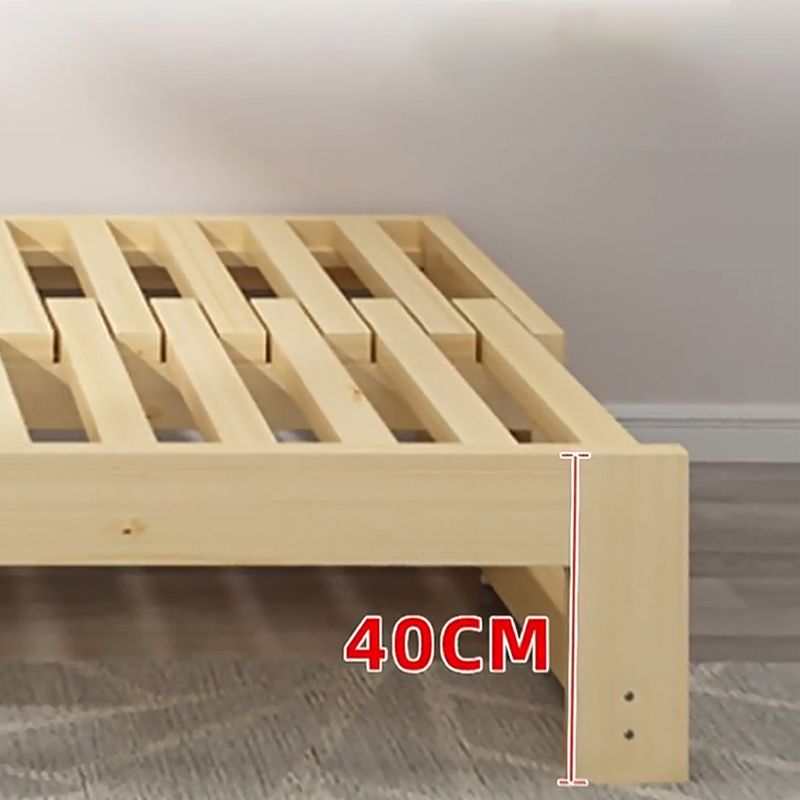 Scandinavian Styled Natural Platform Bed Solid Wood Kid Bed