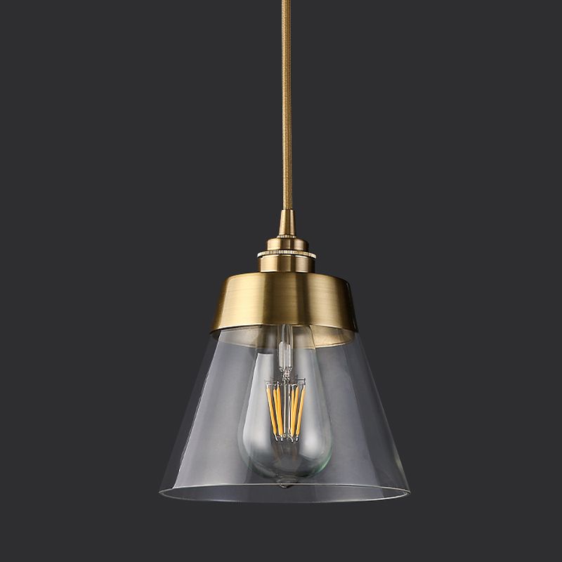 Glazen bronzen hangende lamp in moderne luxe stijl koper afgeknotte kegel hanger licht voor eetkamer