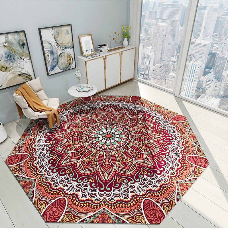 Fancy Geometric Print Rug Multi Colored Polyster Indoor Rug Easy Care Pet Friendly Washable Area Rug for Bedroom