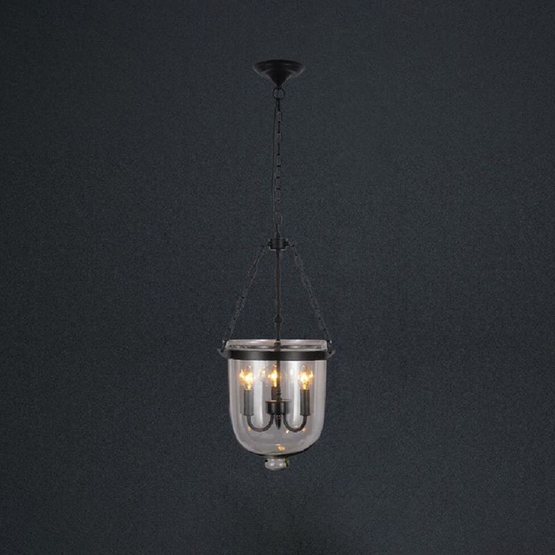 Industrial Creative Style Hanging Light Wrought Iron Pendant Light with Glass Shade