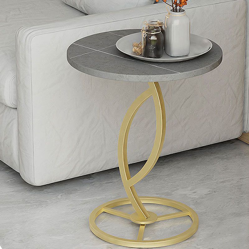 Round Slate Side Table Modern Minimalist Side Table for Living Room