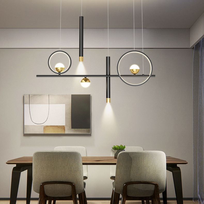 New Modern Black Iron LED Island Lighting Linear Chandelier Lighting for Dining Room