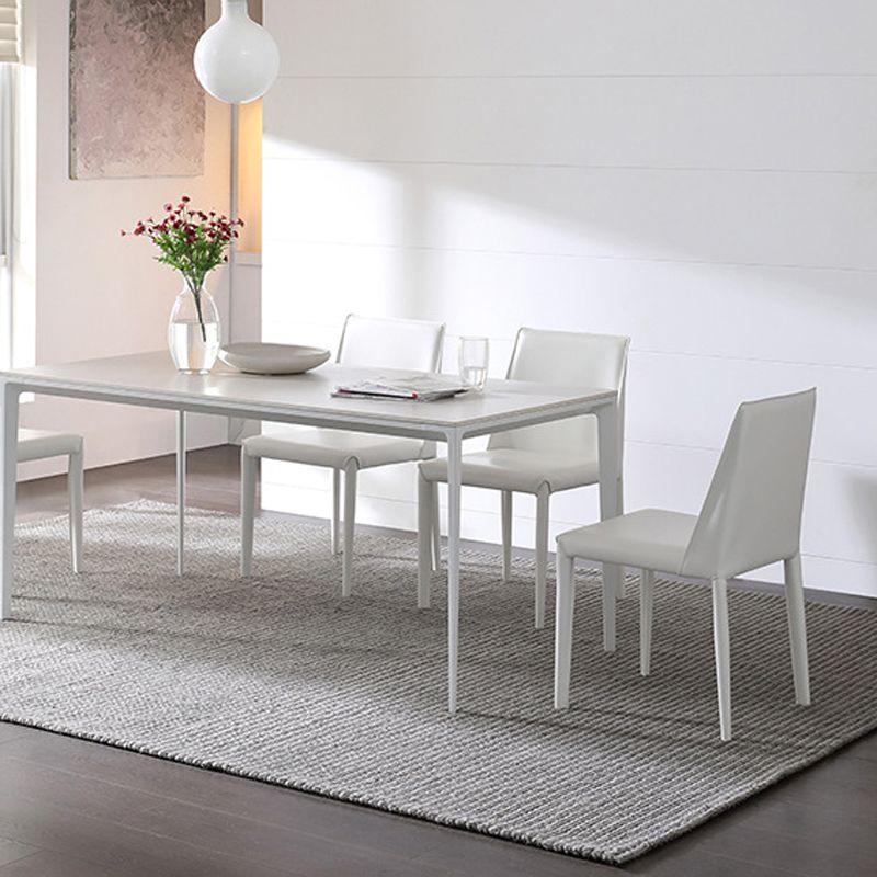 Parsons Armless Dining Chairs Indoor Dining Room Faux Leather Side Chair