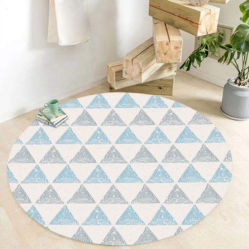 Komfort-Dekorationsteppich, mehrfarbiger geometrischer Druckbereich, Polyester, rutschfeste Unterseite, haustierfreundlicher Innenteppich
