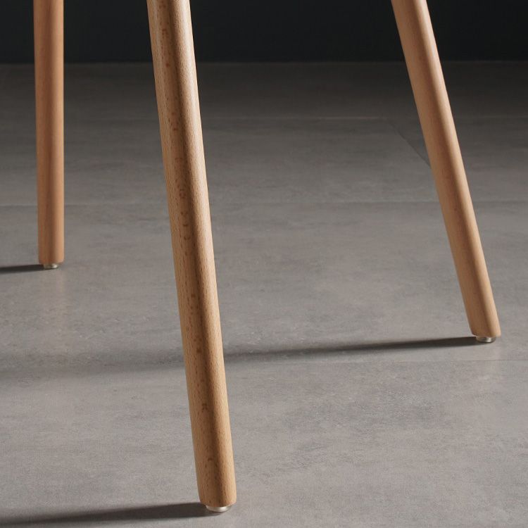 Silla de comedor de plástico de estilo escandinavo, silla sin brazos con respaldo sólido y patas de madera