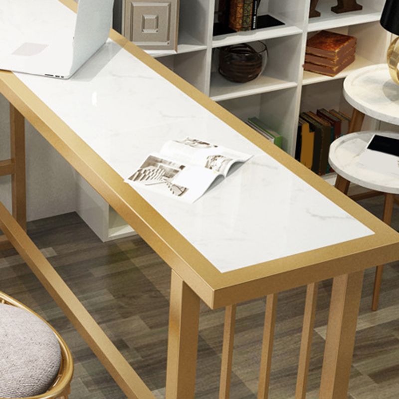 Modern Bar Height Table Faux Marble Top Bistro Table with Gold Base