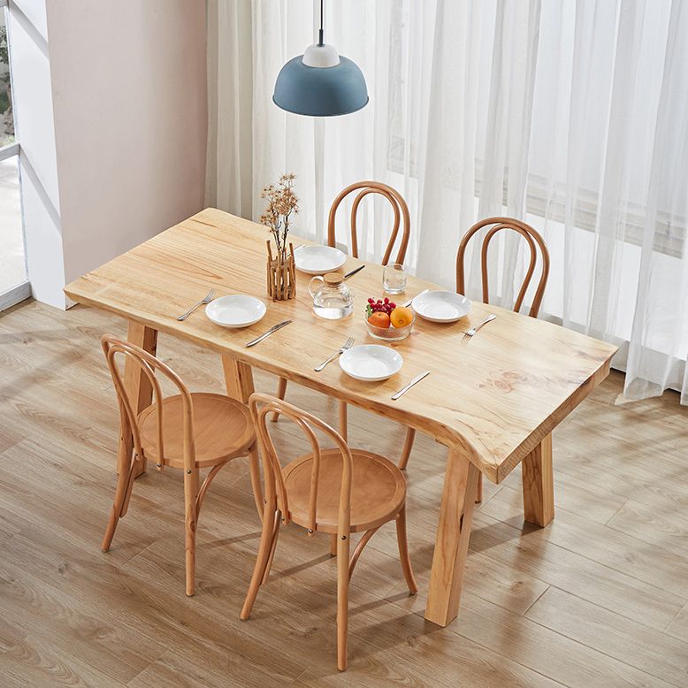Rectangle Wood Dining Table Modern Pine Table in Nature with 4 Legs for Restaurant