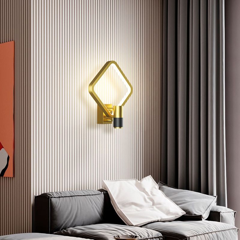 Light Luxury Metal Wall Light Geometry LED Wall Lamp with Silica Gel Shade for Bedroom
