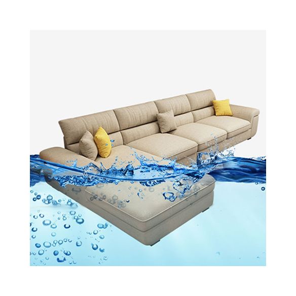Modern Reversible Chaise Sofa with Pillows Flared Arm Sofa for Living Room