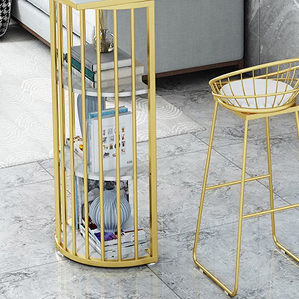 Glam Style Bar Table Faux Marble Double pedestal Bar Dining Table for Living Room