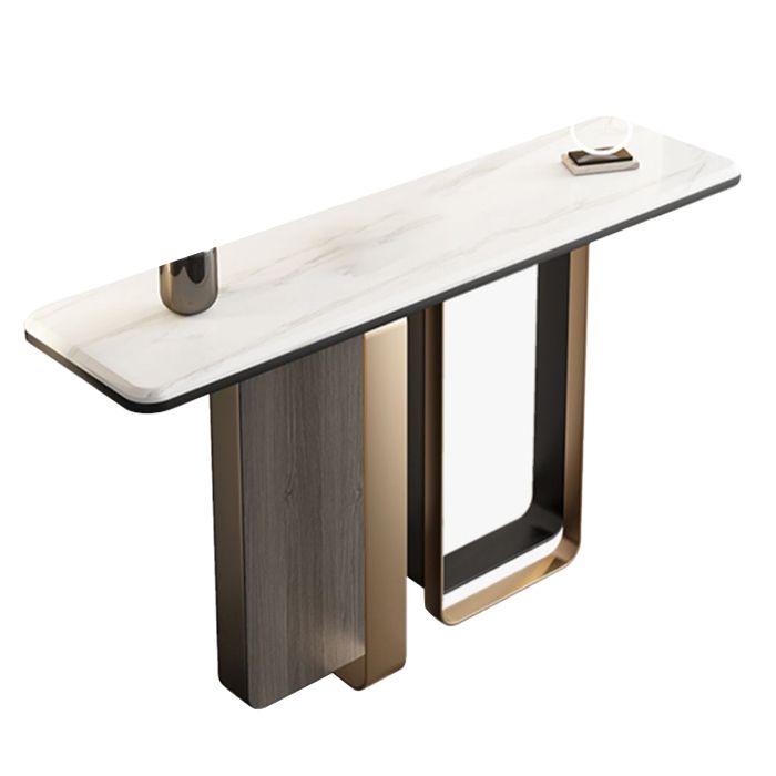 Glam White Accent Table Scratch Resistant Sofa Console Table for Hall