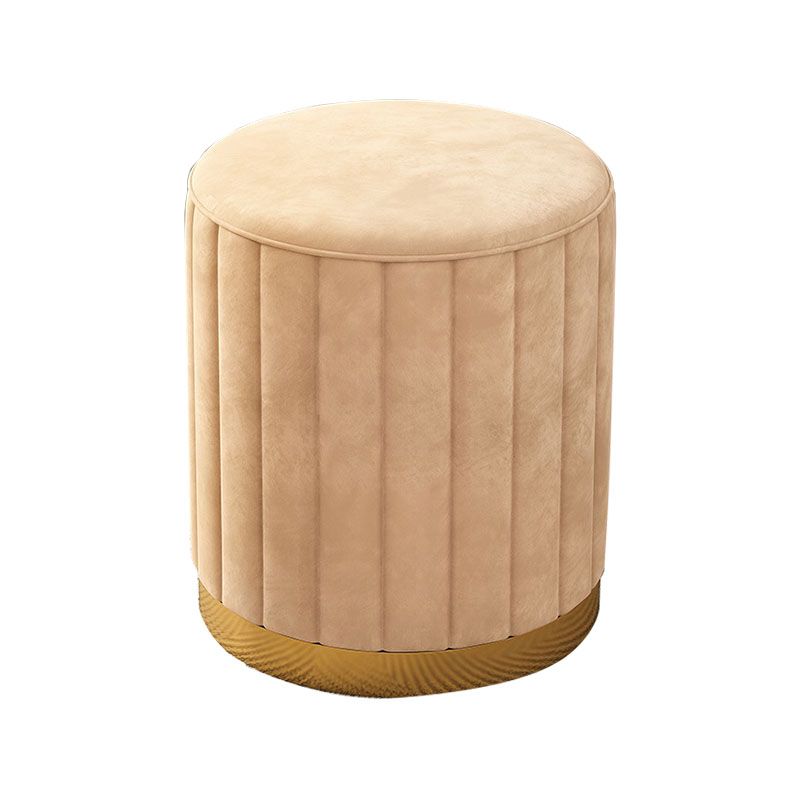 Glam Pouf Ottoman Velvet Upholstered Solid Color Cylinder Shape Ottoman
