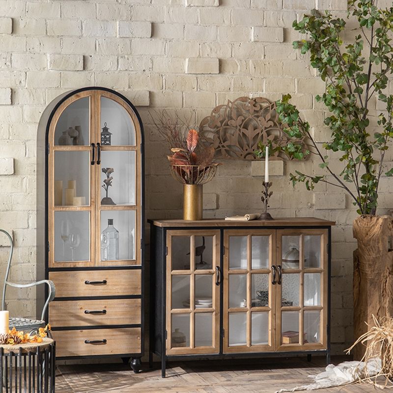 Traditional Wood Cabinet Multi-shelf Display Buffet Cabinet with Door for Living Room