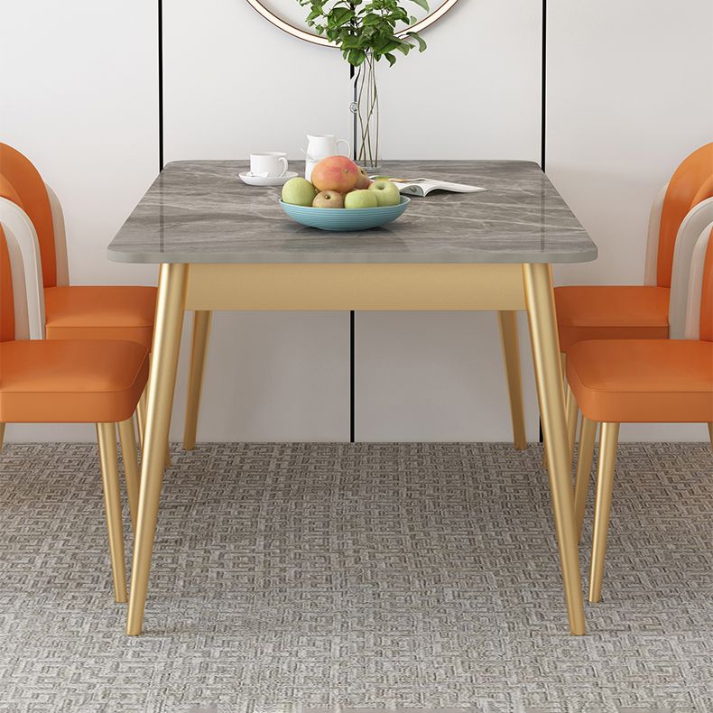 Nordic Stone Top Dining Set 1/2/5/7 Pieces Grey Dining Table with Leather Chairs