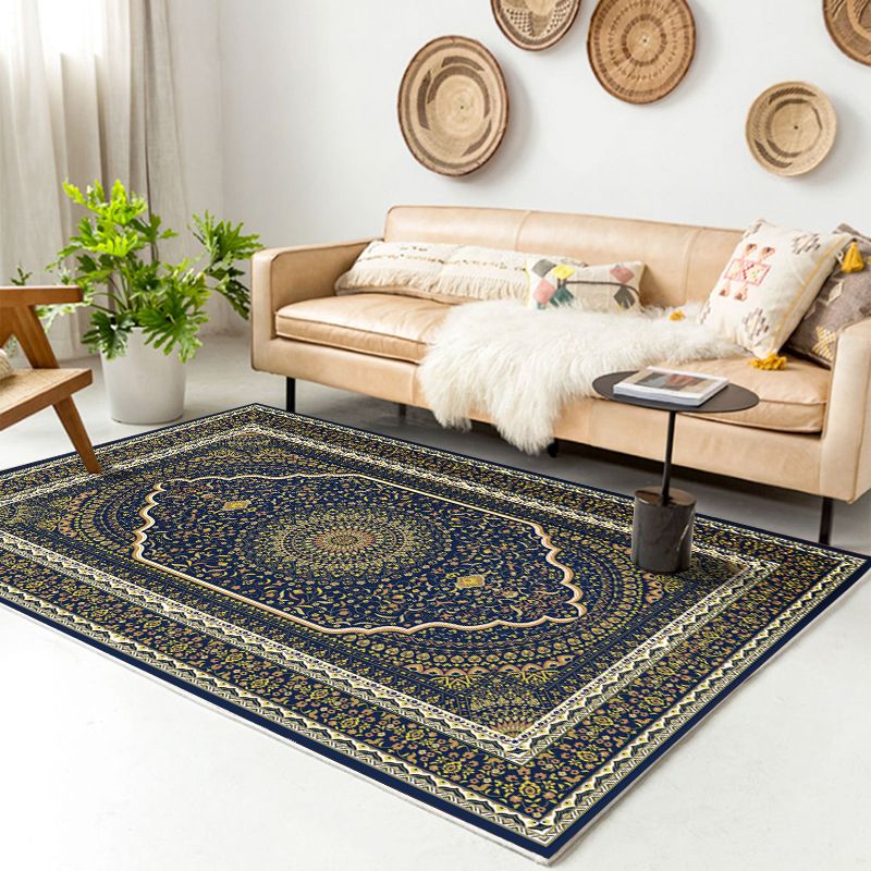 Traditional Multi-Color Patterned Rug Polyester Boho Chic Rug Non-Slip Machine Washable Stain Resistant Area Carpet for Home