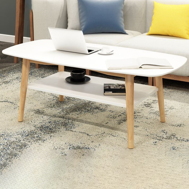 17.72" Tall Contemporary Style Coffee Cocktail Table Solid Wood Coffee Table