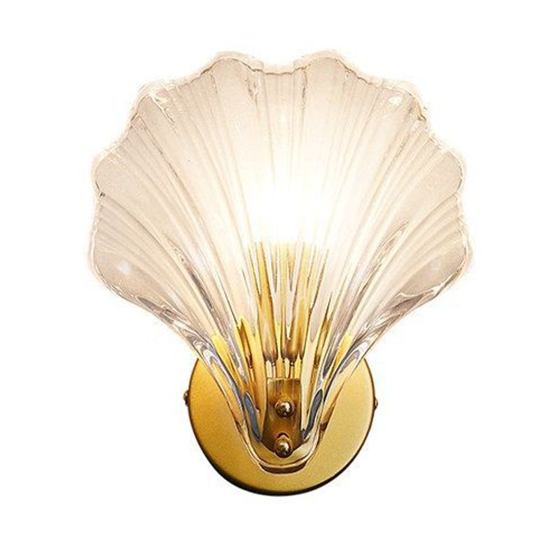 Shell Shape Glass Vanity Lights Modern Style 1 Light Vanity Light Fixtures in Gold