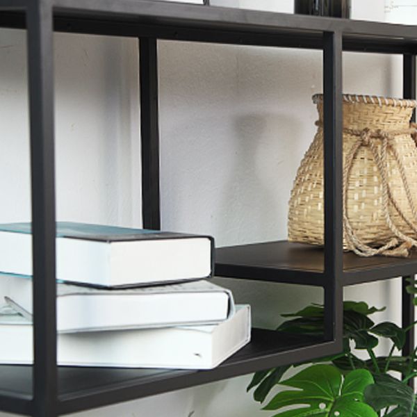 Metal Etagere Bookcase Scandinavian Open Back Bookshelf with Shelves