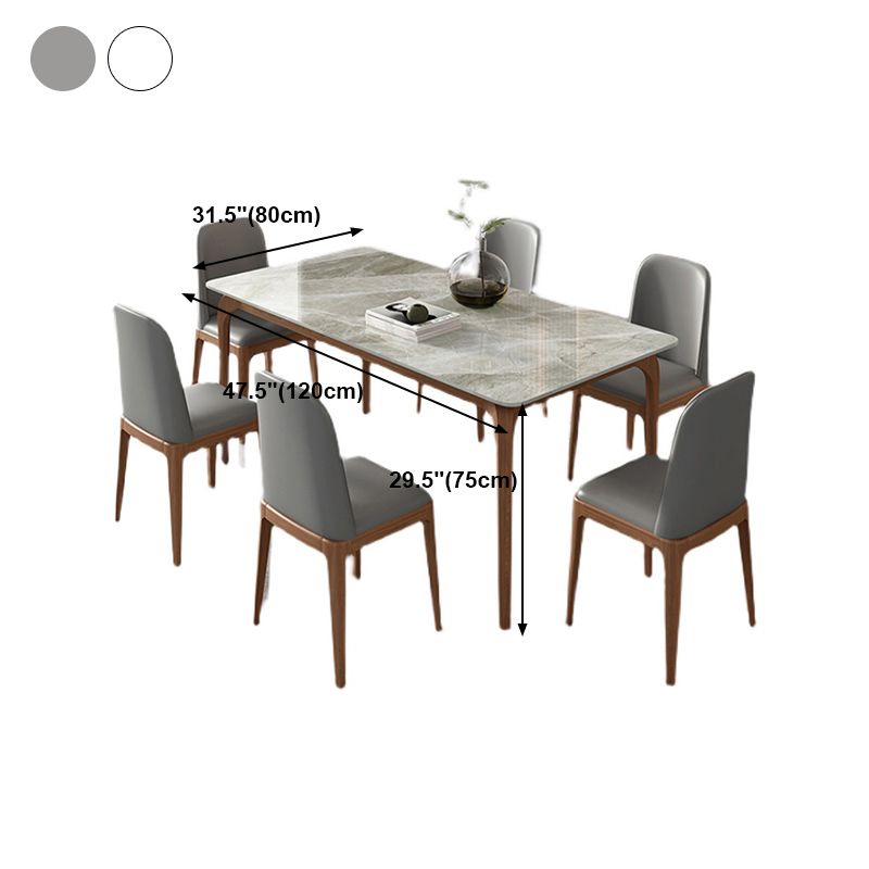 Rectangle Dining Table Sintered Stone Table Retro Modern with 4 Legs
