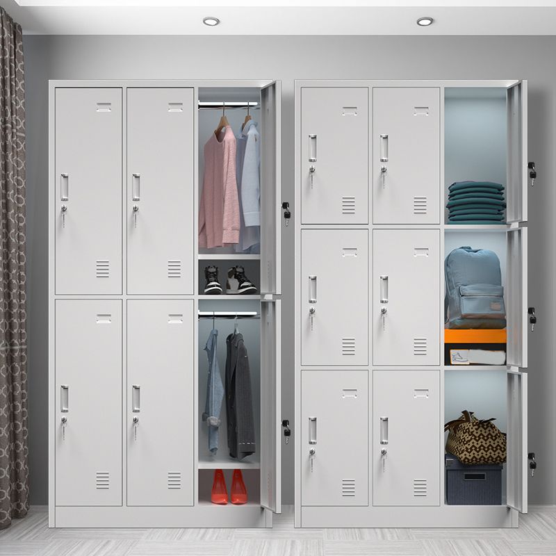 Modern Grey Storage Cabinet with Hinged Door Metal Cabinet for Bathroom