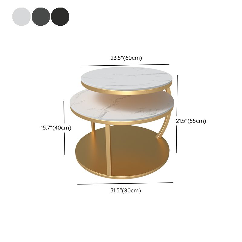 Glam Slate Coffee Table No Distressing Round Cocktail Table for Bedroom