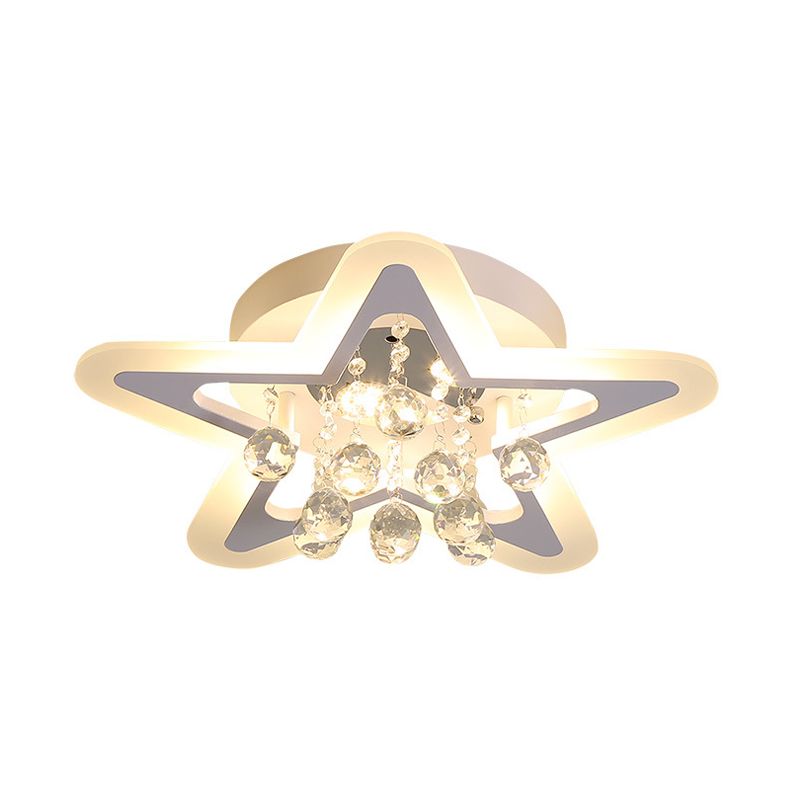 Kid Star Acryl-Deckenleuchte, LED-Unterputzleuchte mit Kristallkugel-Tropfen, warmes/weißes Licht