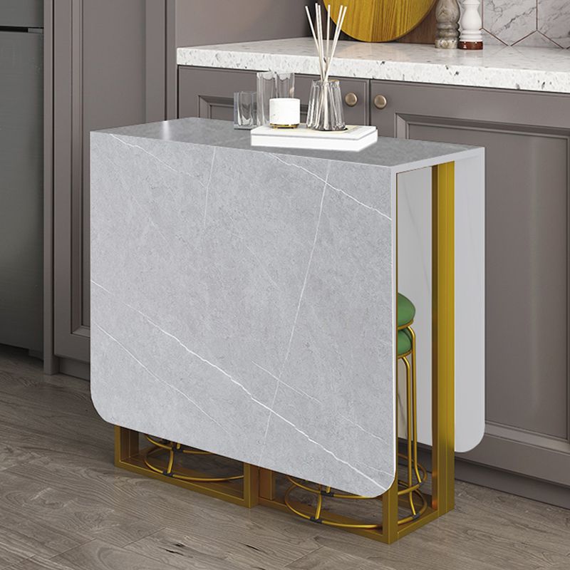 59"H Modern Sintered Stone Table Foldable Rectangle Table with Trestle Base