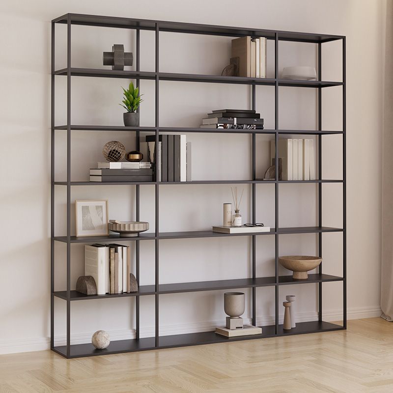 Modern Open Storage Bookcase 9.8" W Iron Frame Bookshelf with Shelves