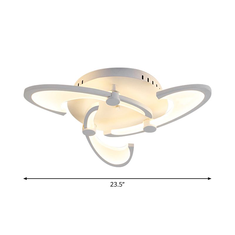 White Spiral Floral Flush Mount Lamp Modernism 3/6/12-Head Acrylic Semi Flush Ceiling Light in Warm/White Light