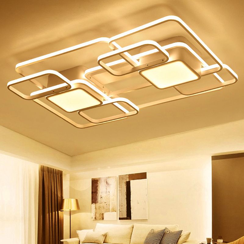 Square and Block Acrylic Ceiling Light Modern LED 18 "/21.5" /25.5 " Wide Flush Light in Warm / White / Natural Light
