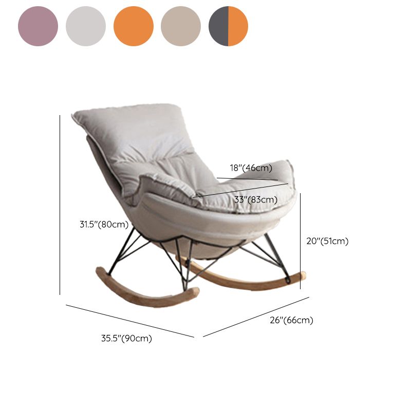 Modern Rocking Chair Faux Leather Solid Color Glider Chair with Ottoman