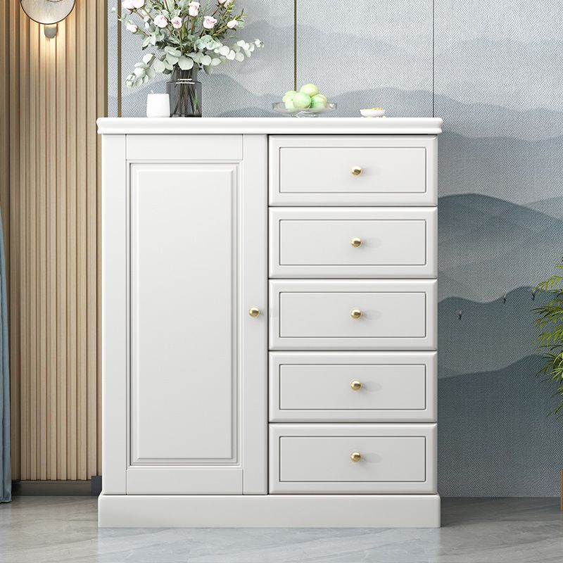 Contemporary Accent Cabinet with 1 Door and Drawers in Rubberwood
