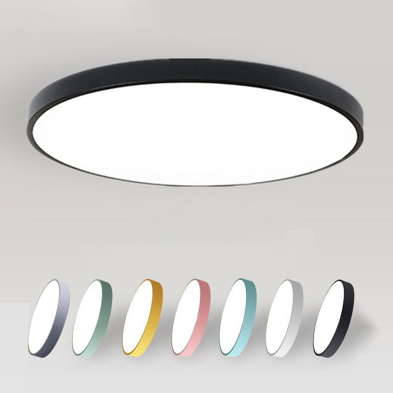 Lámpara de techo empotrada LED de metal redondo, estilo moderno, 1 luz, montaje empotrado