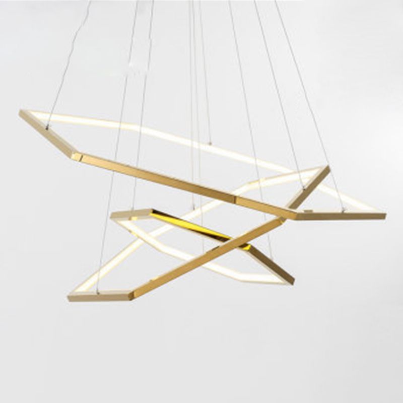 Contemporary Tiered LED Hanging Ceiling Lights Gold Metal Pendant Chandelier for Living Room