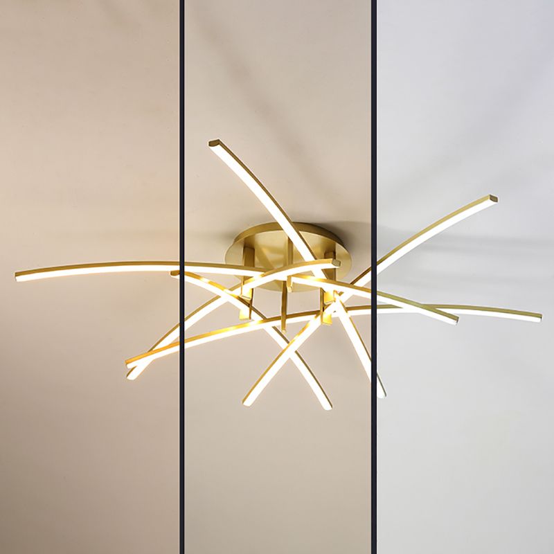 Lámpara de techo de forma lineal de estilo moderno Lámpara de techo múltiple de metal para el comedor