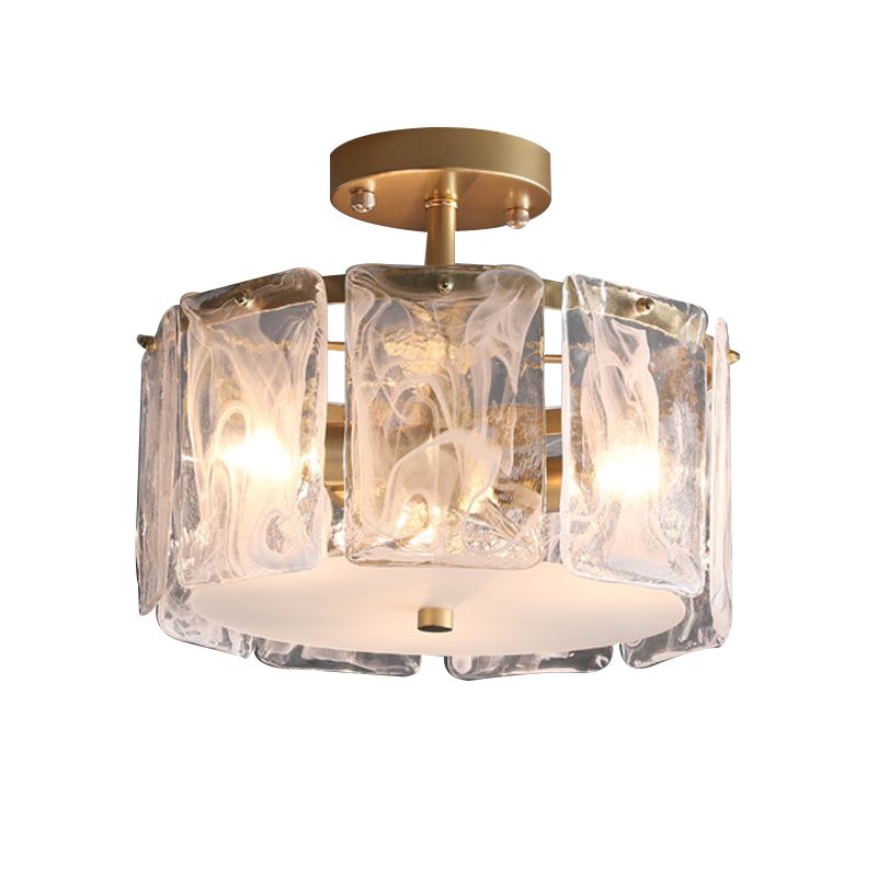 Contemporary Ceiling Lamp Simple Flush Mount Light Fixture with Glass Shade for Bedroom